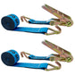 3" x 20' Ratchet Strap with Wire Hooks | Blue | 2-Pack