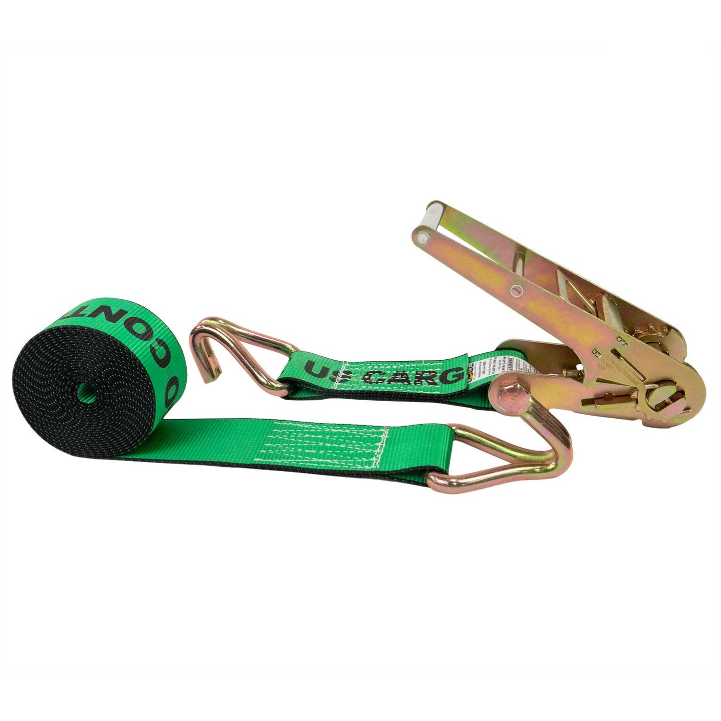 3" x 40' Ratchet Strap with Wire Hooks | Green