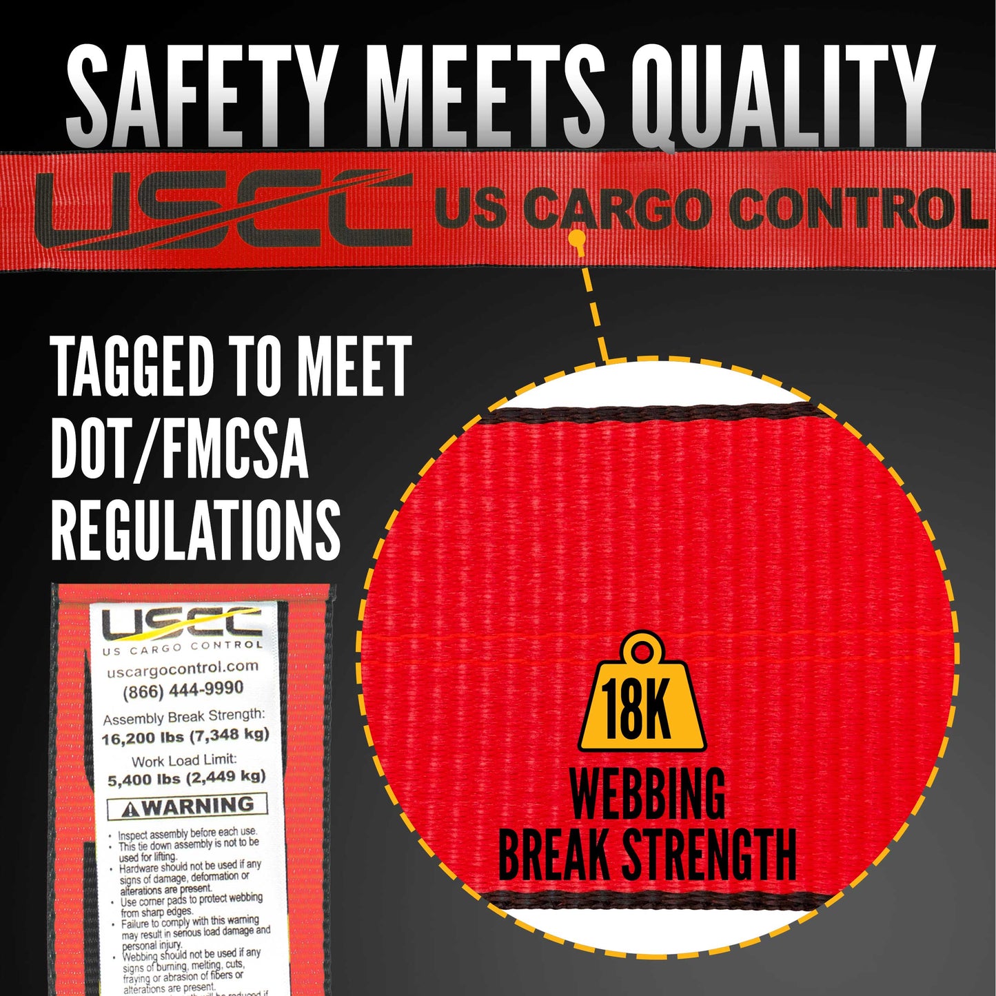 3" x 20' Ratchet Strap with Wire Hooks | Red