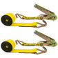 3" x 30' Ratchet Strap with Wire Hooks | Yellow | 2-Pack