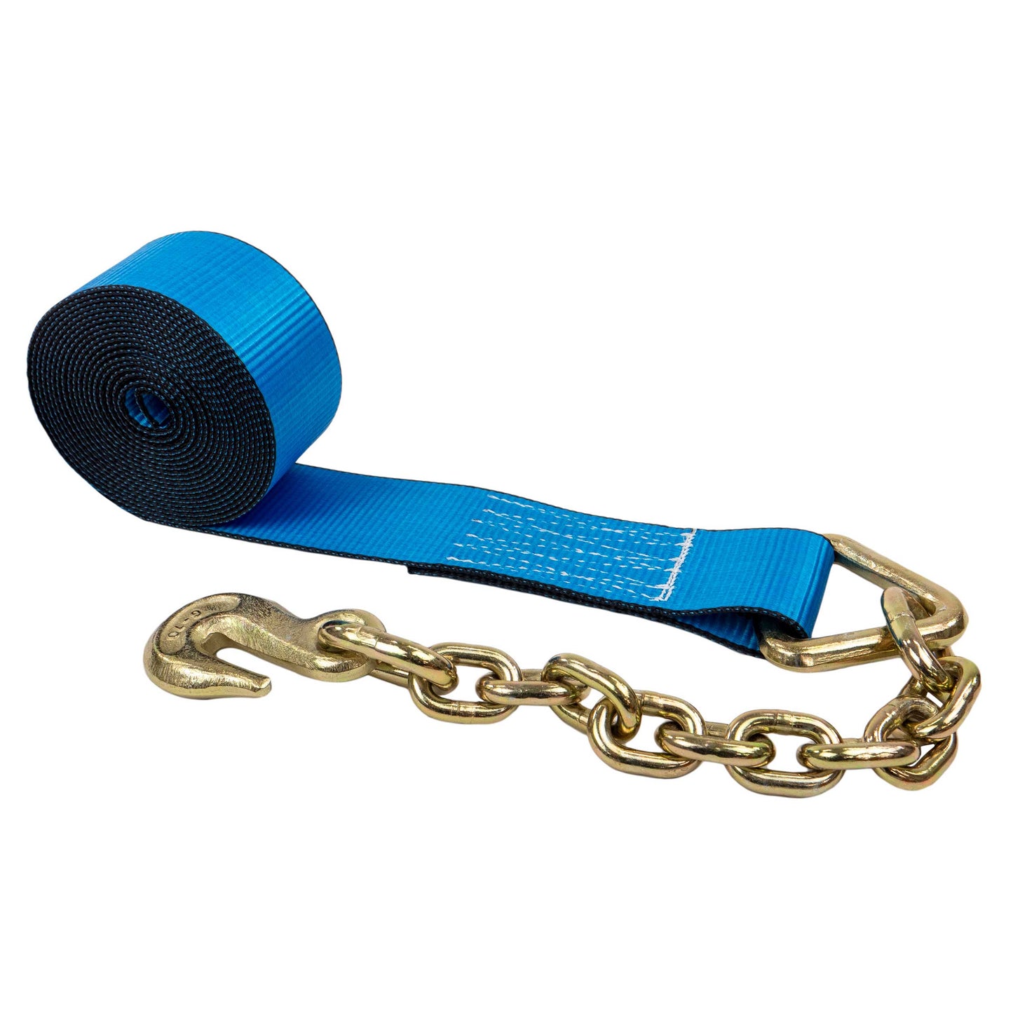 3" X 30' Winch Strap with Chain Extension | Blue