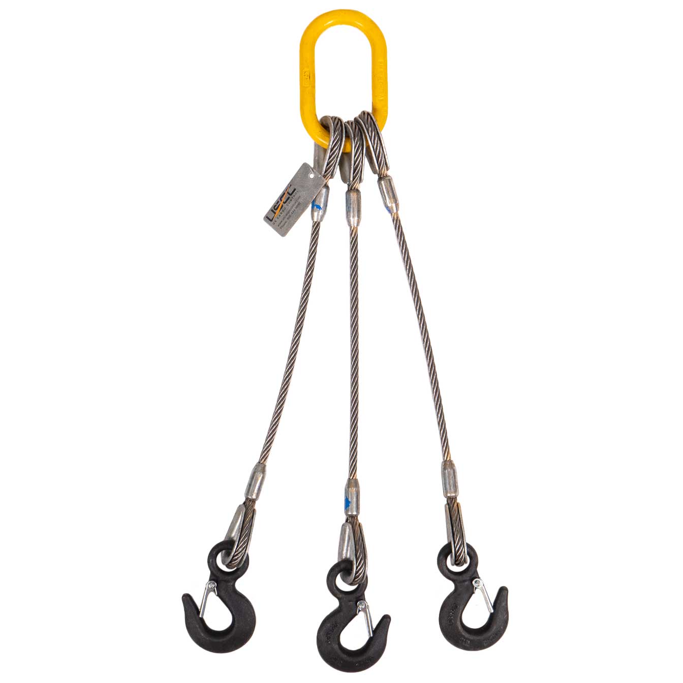 3/8" x 18' 3-Leg Wire Rope Bridle Sling with Eye Hooks