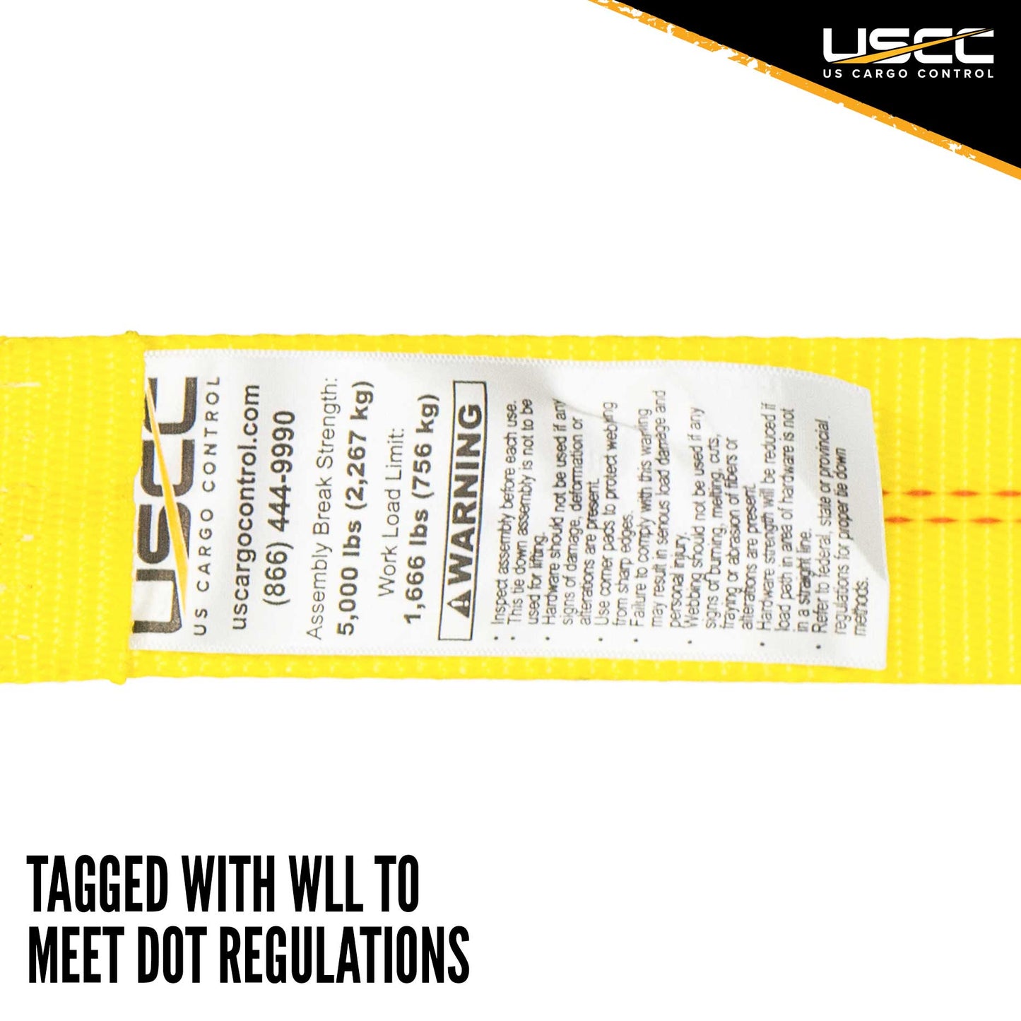 2" x 30' Ratchet Strap with Double Stud Fittings | Yellow