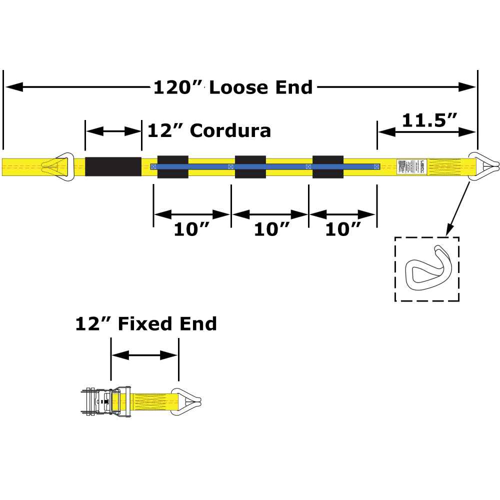 Wheel Strap with Wire Hooks & 3 Rubber Blocks