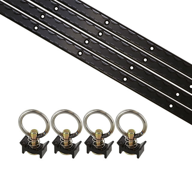 8' L Track Tie Down System Kit | Black Aluminum L-Track