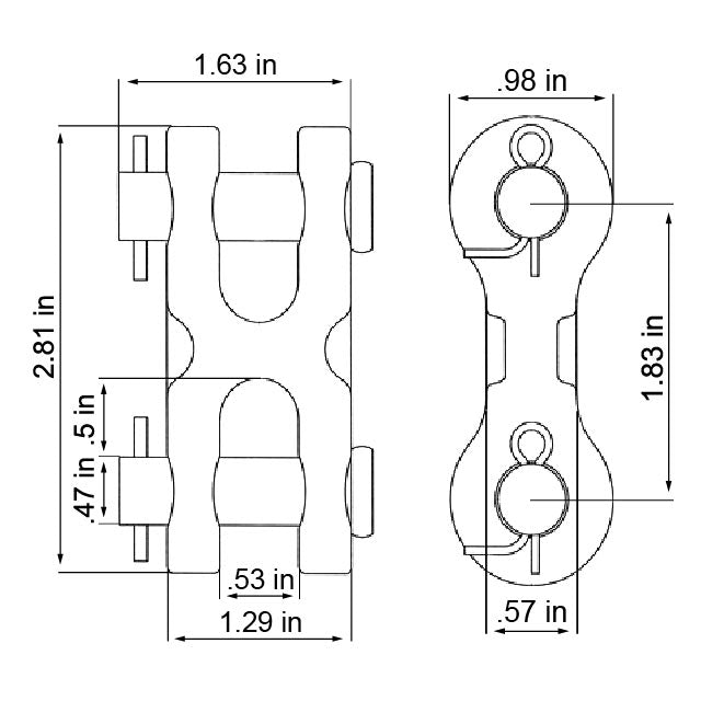 Twin Clevis Link - Grade 70- 3/8" - image 2