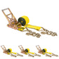 4" x 50' Gear-Driving Reverse-Action Ratchet Strap with Chain Ends | Yellow | 4-Pack