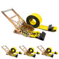 4" x 20' Gear-Driving Reverse-Action Ratchet Strap with Flat Hook | Yellow | 4-Pack