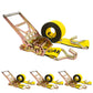 4" x 30' Gear-Driving Reverse-Action Ratchet Strap with Wire Hook | Yellow | 4-Pack