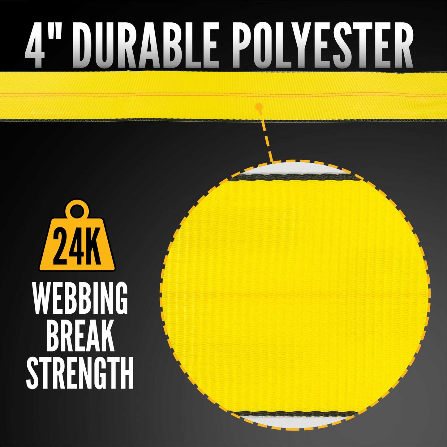 4" x 300' 24K Polyester Cargo Webbing - Yellow