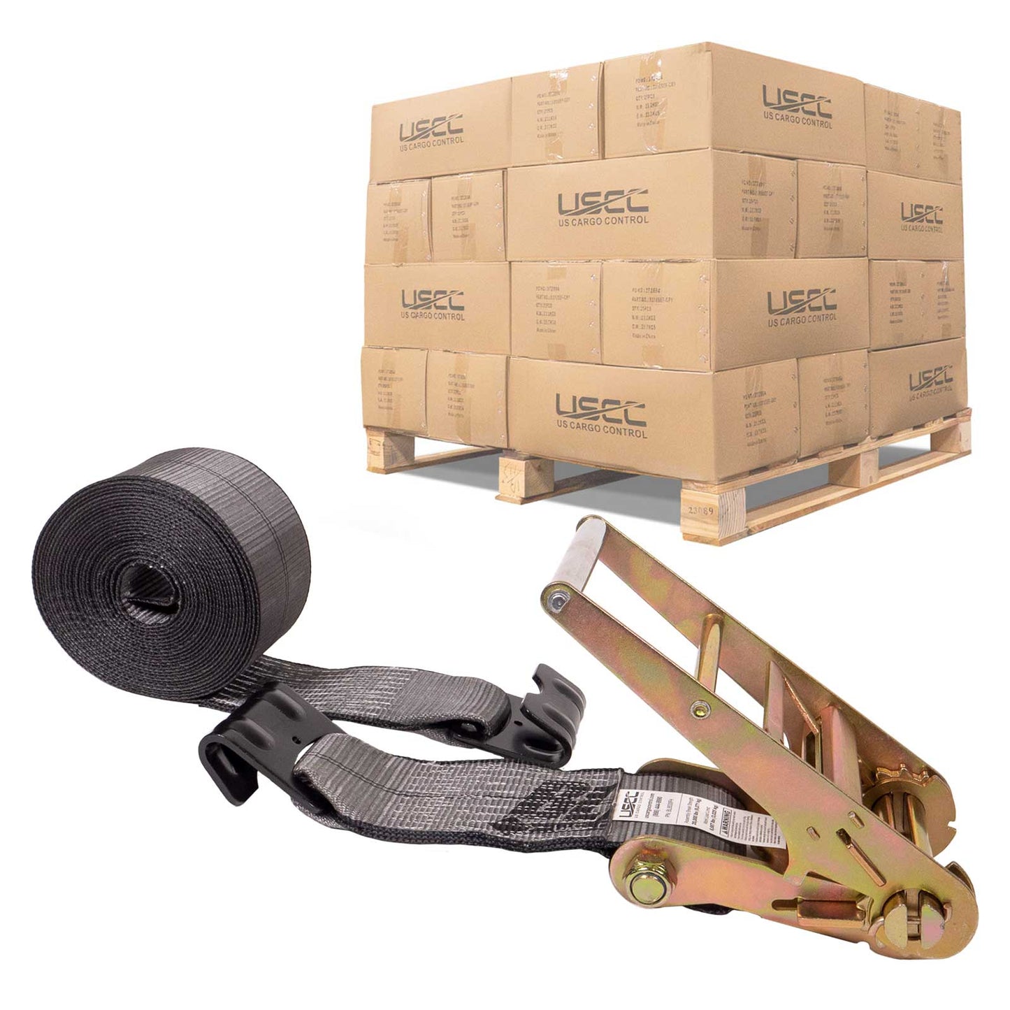 BlackLine 4" x 30' Ratchet Strap with 20,000 lb Flat Hooks | 90-Pack (Pallet)