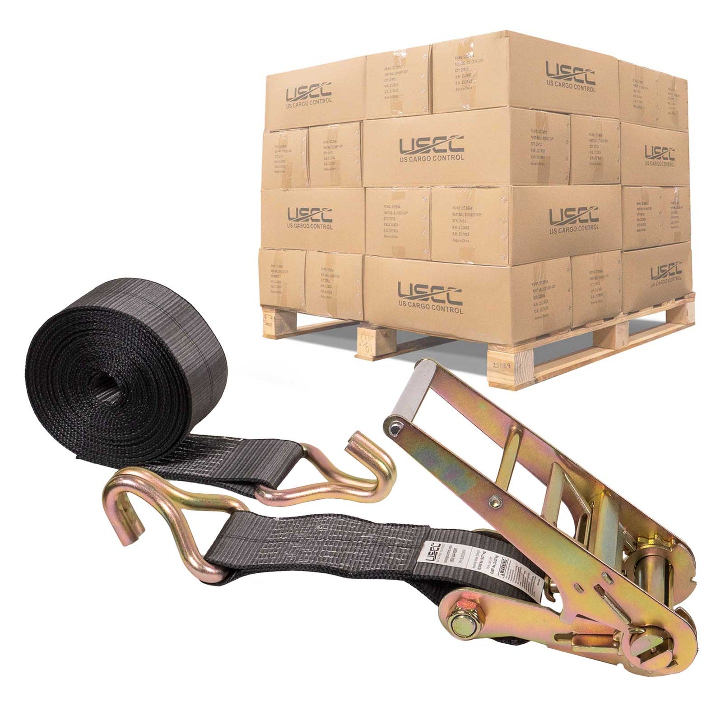 BlackLine 4" x 30' Ratchet Strap with Wire Hooks | 90-Pack (Pallet)