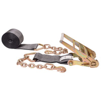 BlackLine 4" x 30' Ratchet Strap with 18" Chain Extensions