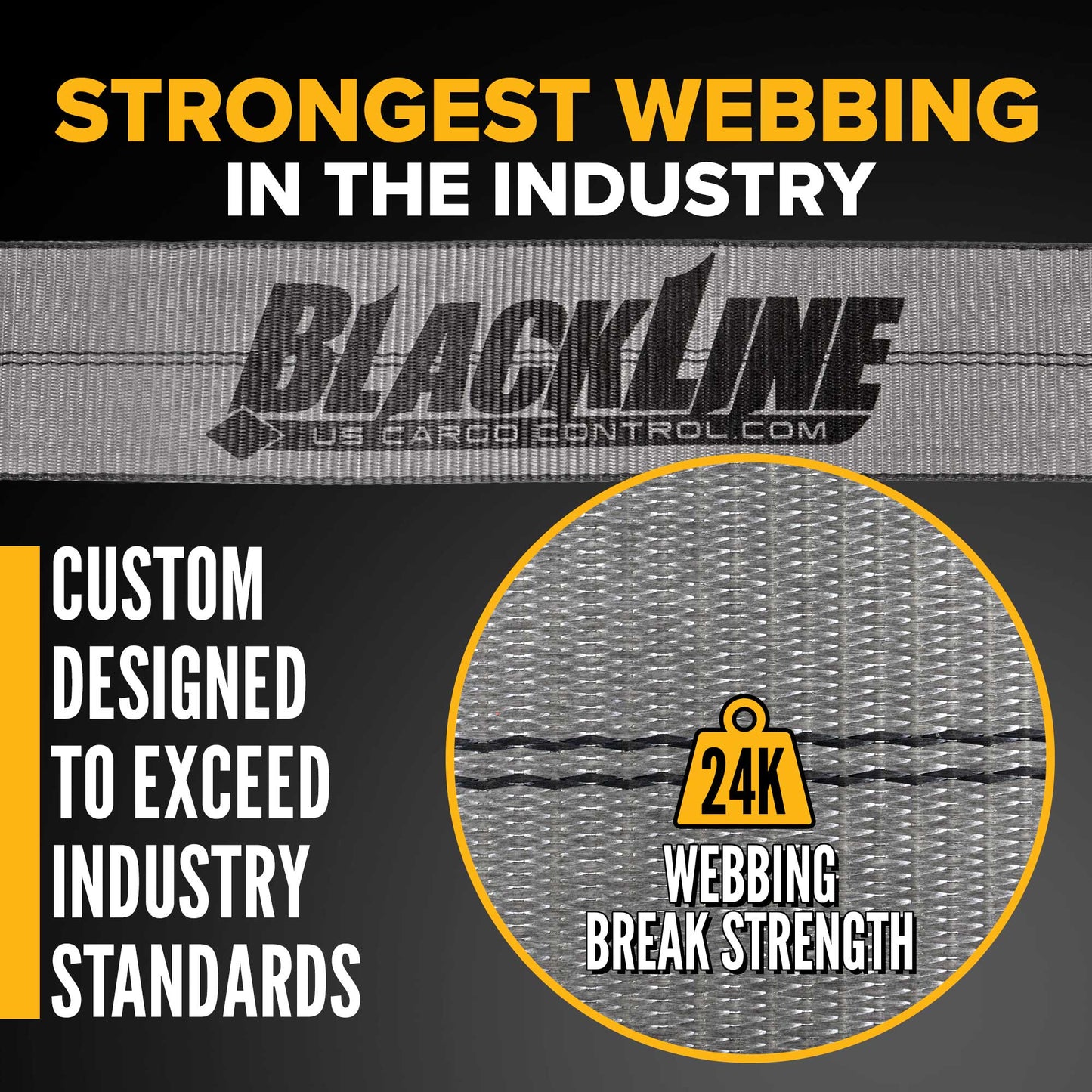 BlackLine 4" x 30' Ratchet Strap with Wire Hooks | 4-Pack