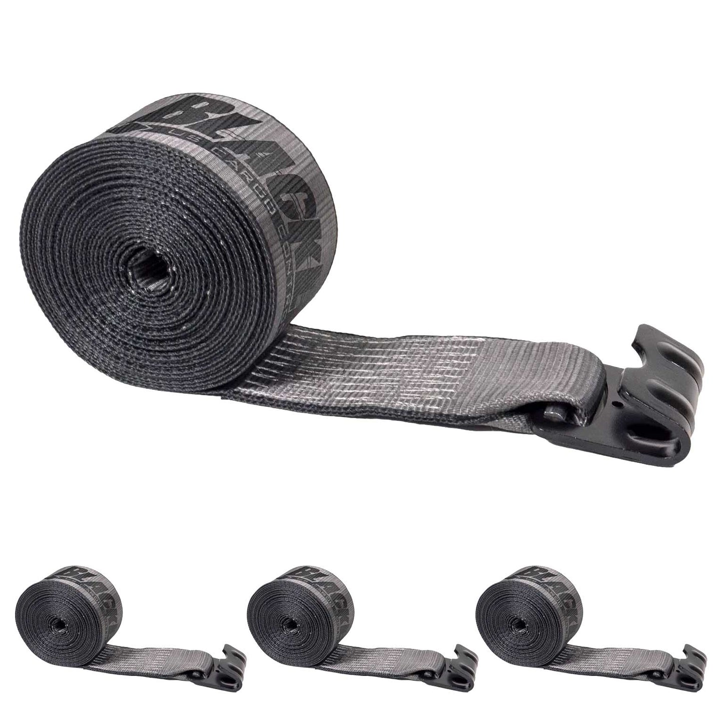 BlackLine 4" x 30' Winch Strap with 20,000 lb Flat Hook | 4-Pack