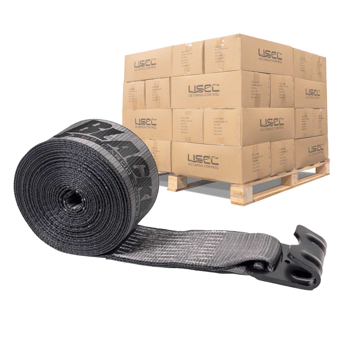 BlackLine 4" x 30' Winch Strap with 20,000 lb Flat Hook | 300-Pack (Pallet)