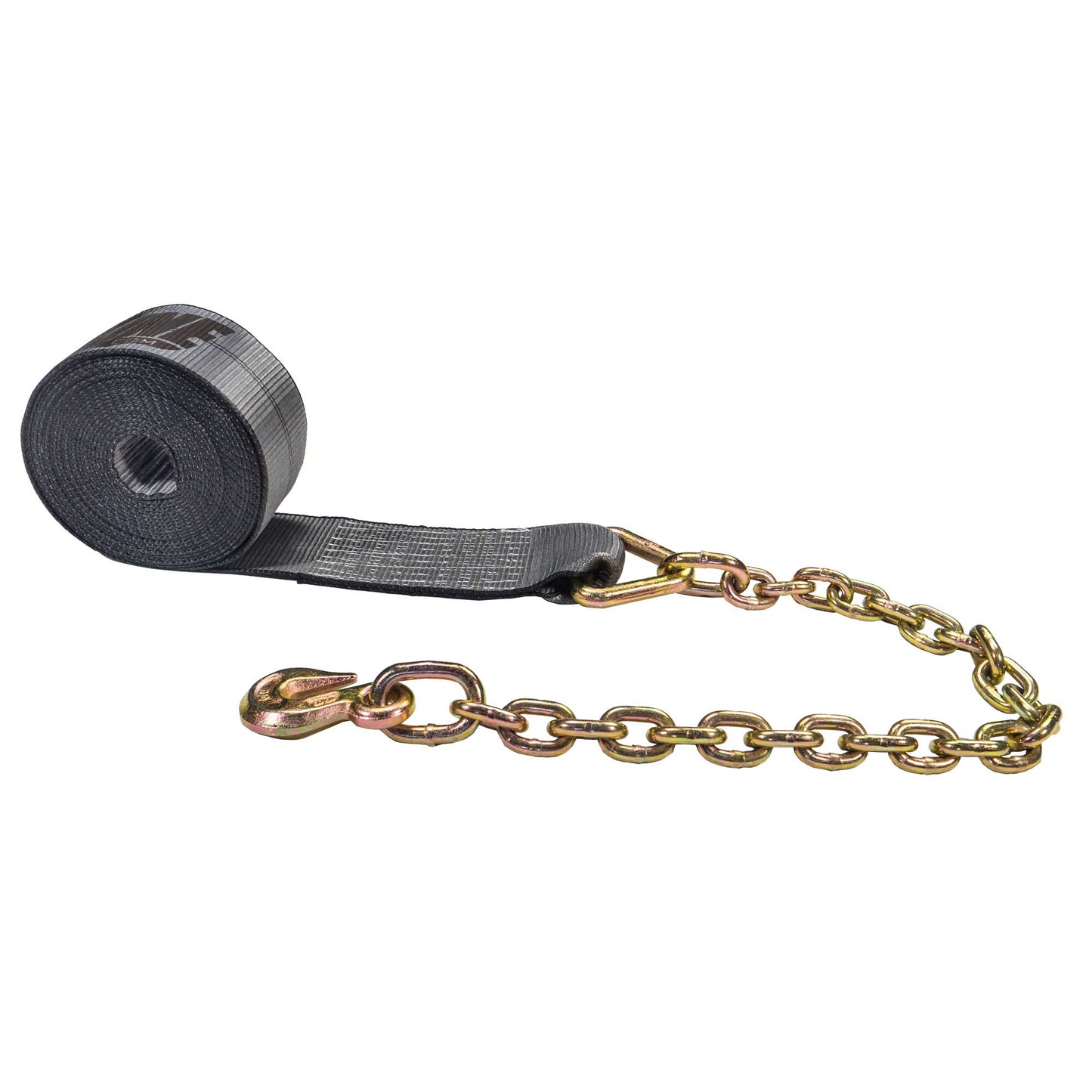 37' BlackLine 4" heavy-duty heavy duty blackline winch strap with long chain extension