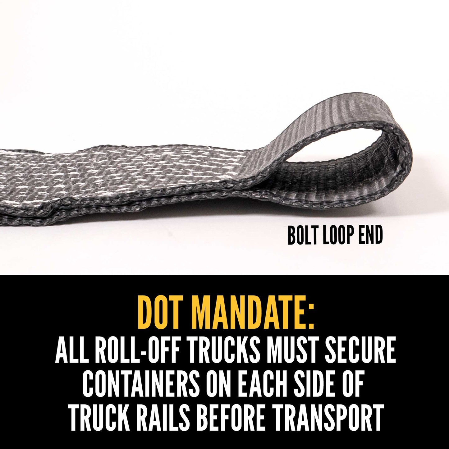 BlackLine 4" x 5' Roll Off Container Strap with Sewn Loop