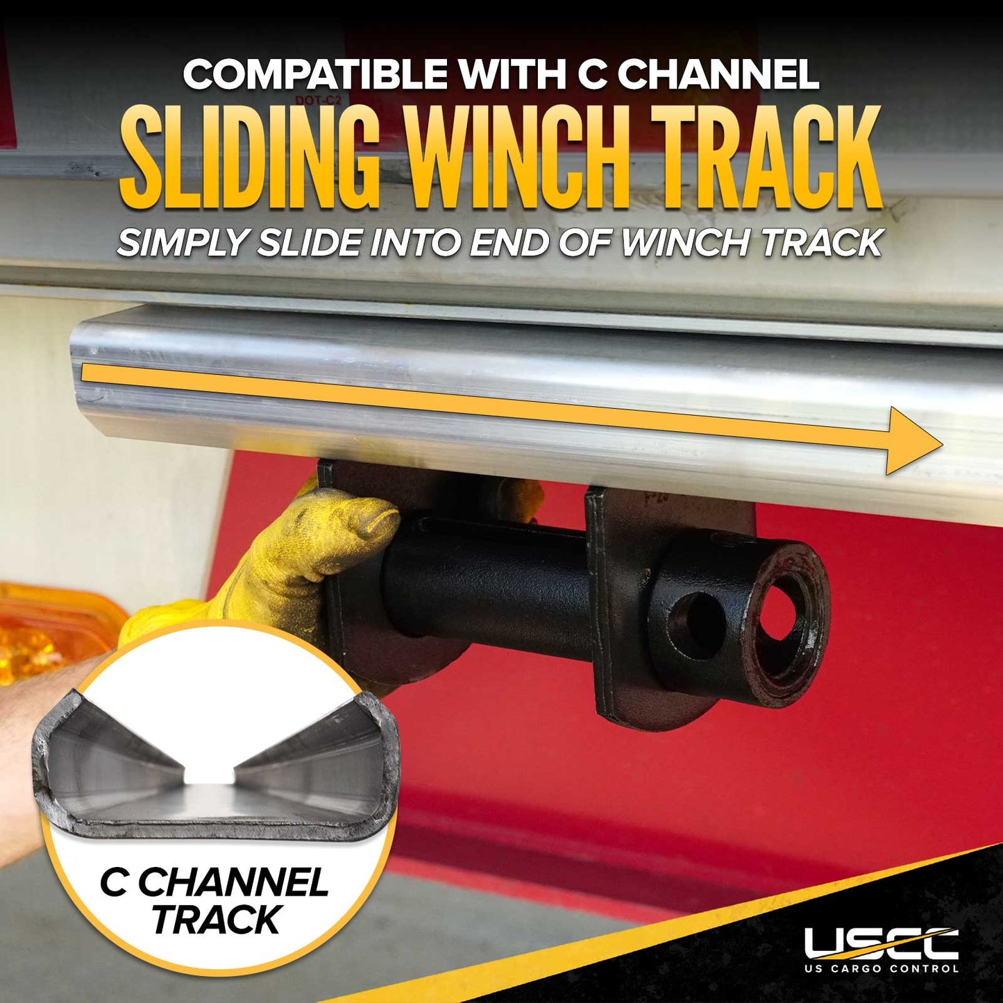4" Low Profile Sliding C Track Flatbed Winch | 5-Pack