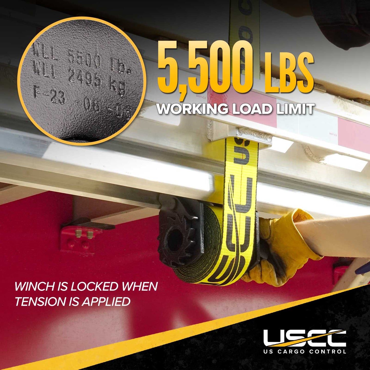 4" Low Profile Sliding C Track Flatbed Winch