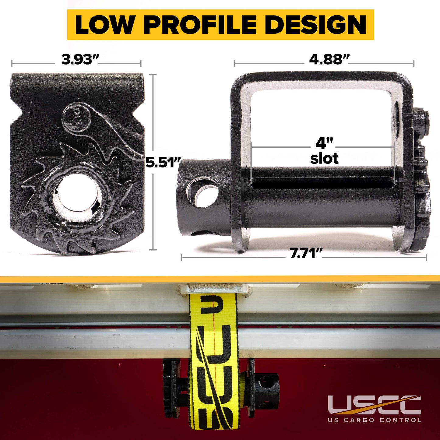 4" Low Profile Sliding C Track Flatbed Winch | 5-Pack