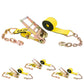 4" x 40' Ratchet Strap with 18" Chain Extensions | Yellow | 4-Pack