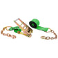 4" x 50' Ratchet Strap with 18" Chain Extensions | Green