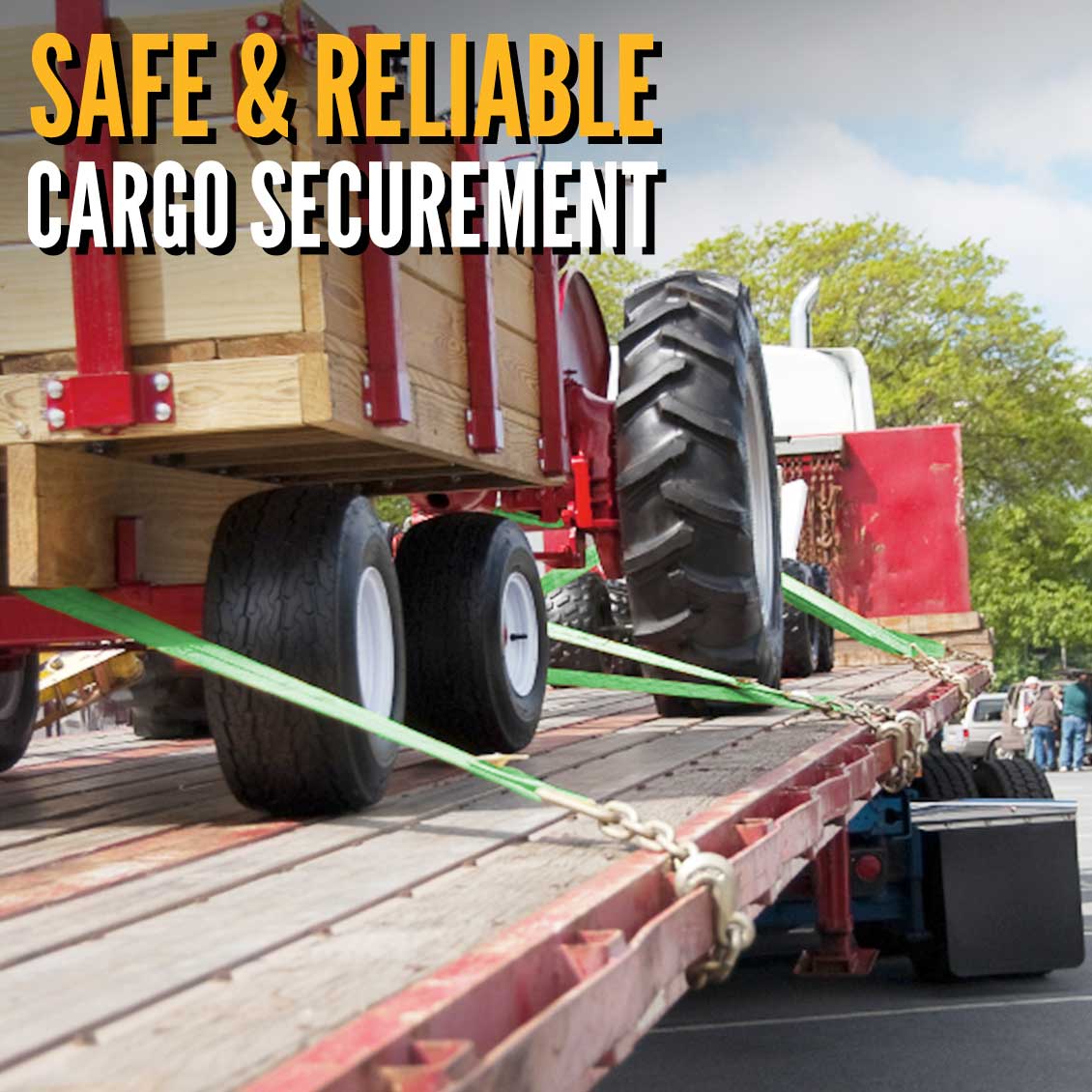 20' heavy duty 4" ratchet strap in use