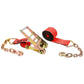 4" x 40' Ratchet Strap with 18" Chain Extensions | Red