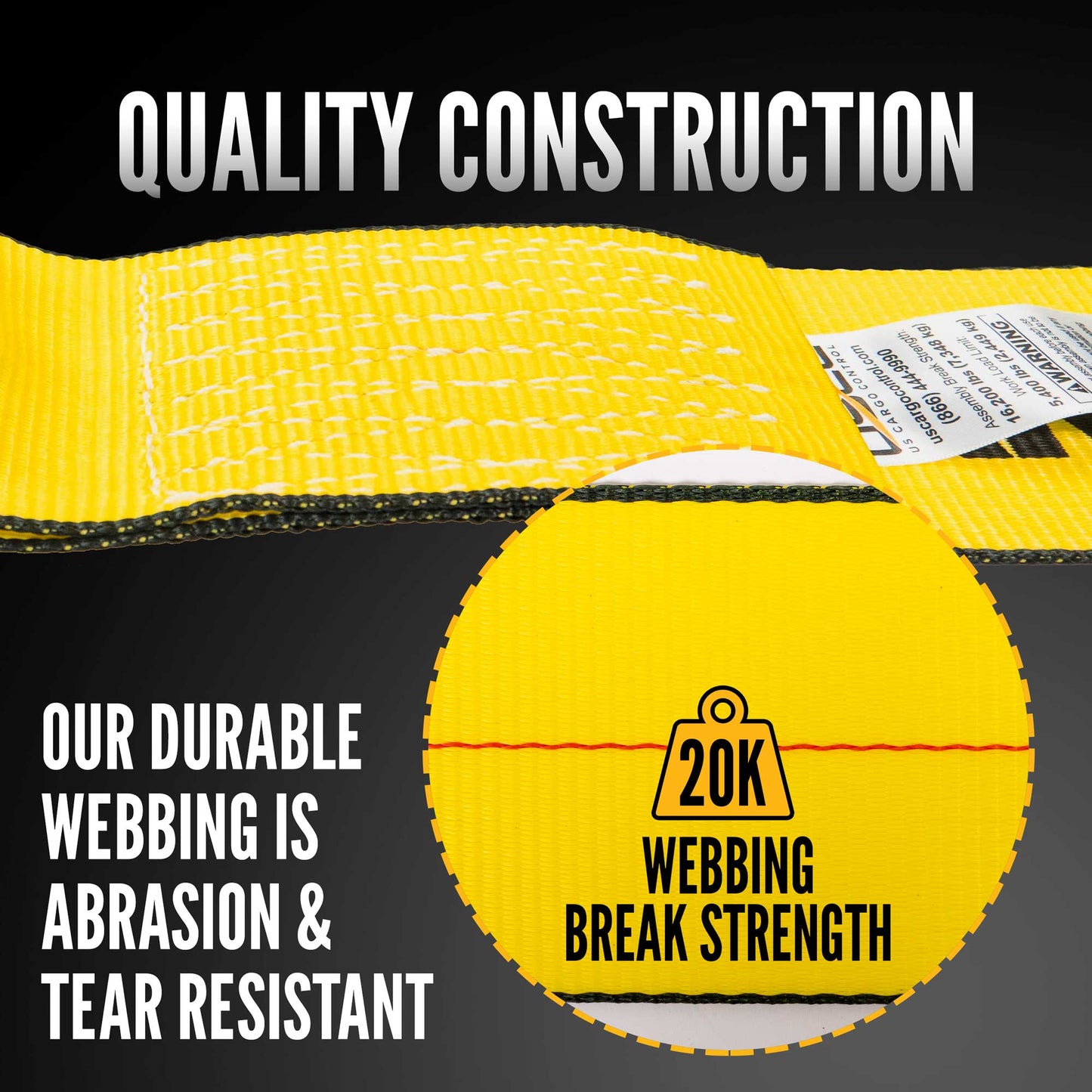4" x 30' Ratchet Strap with 18" Chain Extensions | Yellow | 4-Pack