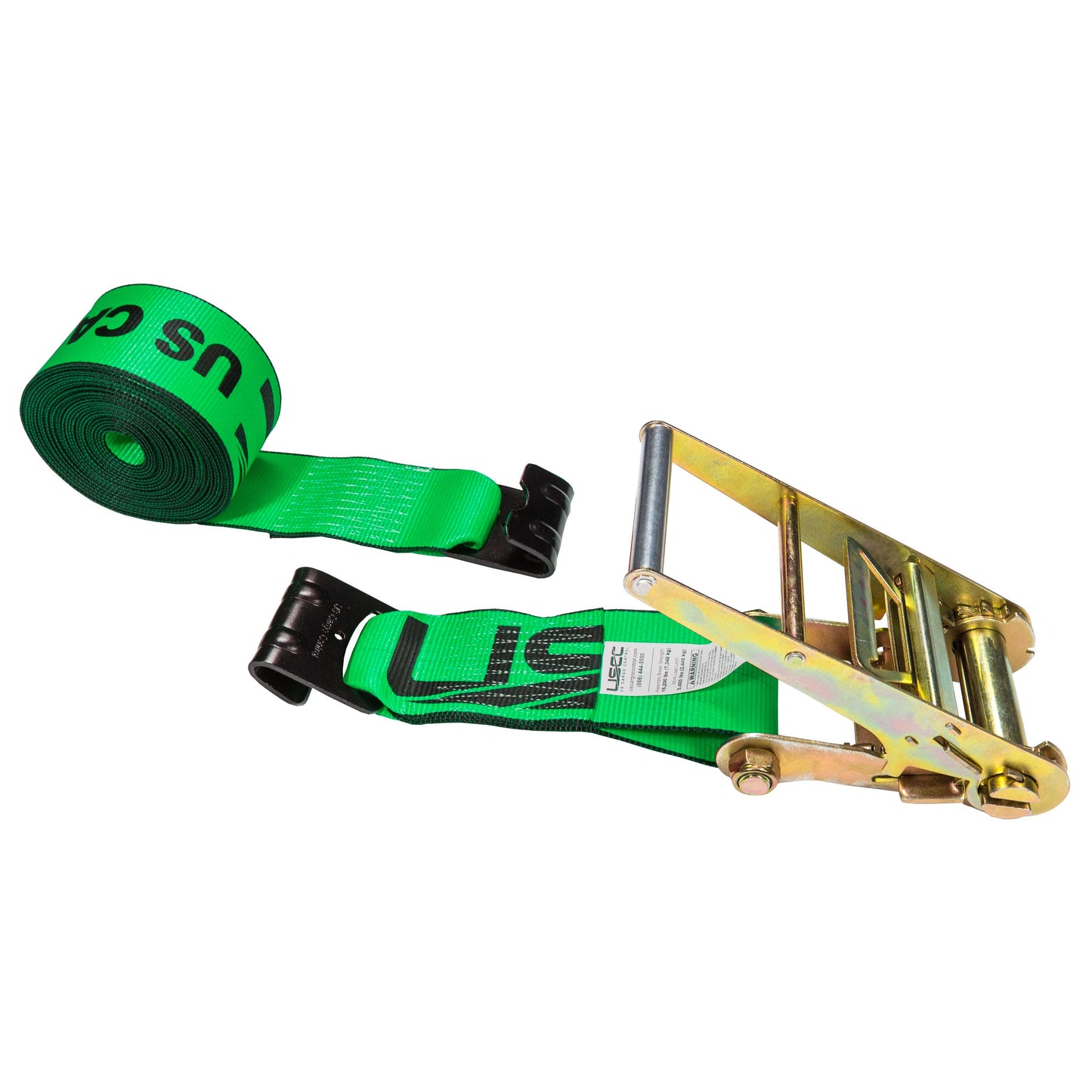 4" x 20' Ratchet Strap with Flat Hooks | Green