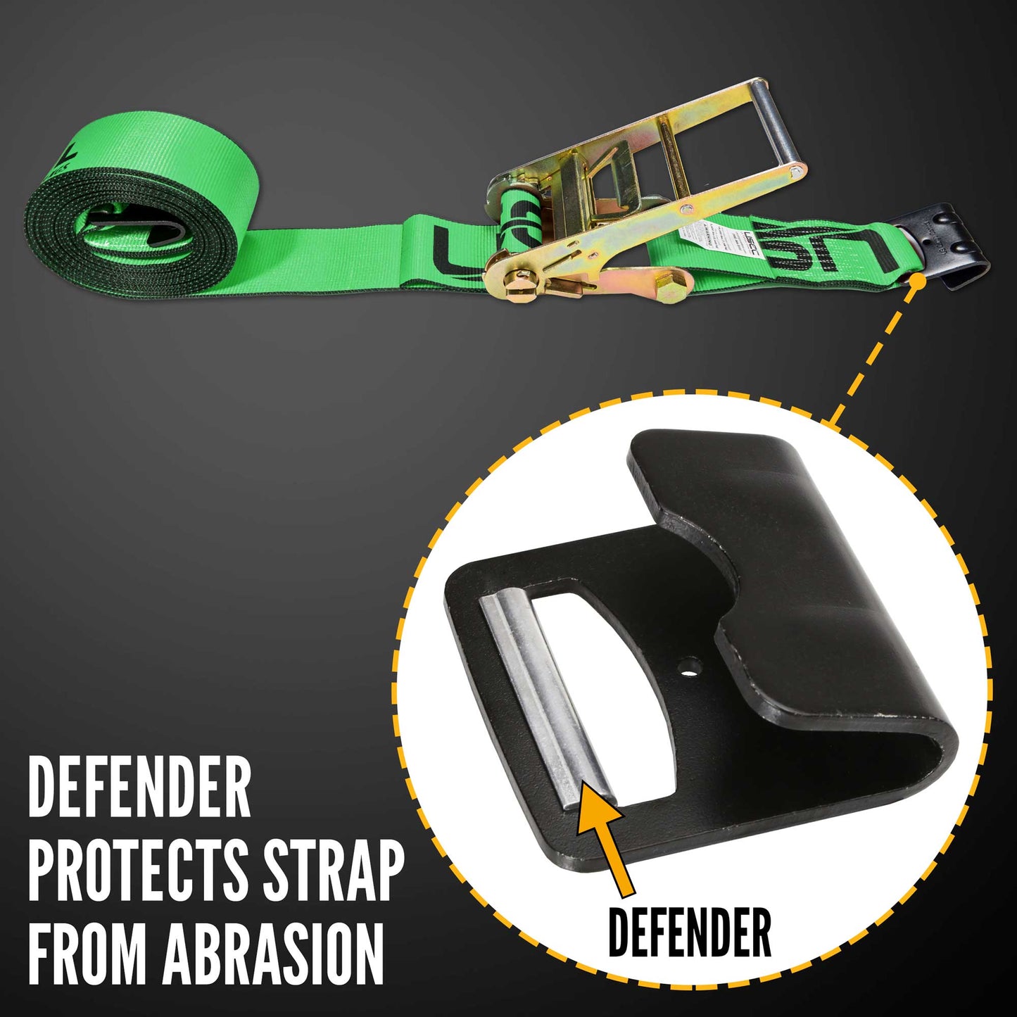 4" x 27' Ratchet Strap with Flat Hooks | Green
