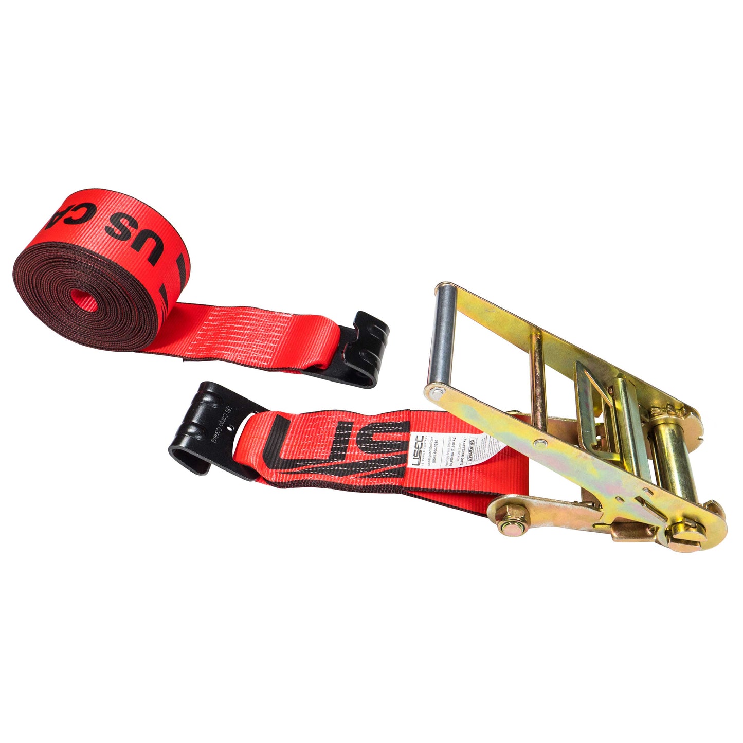 4" x 50' Ratchet Strap with Flat Hooks | Red