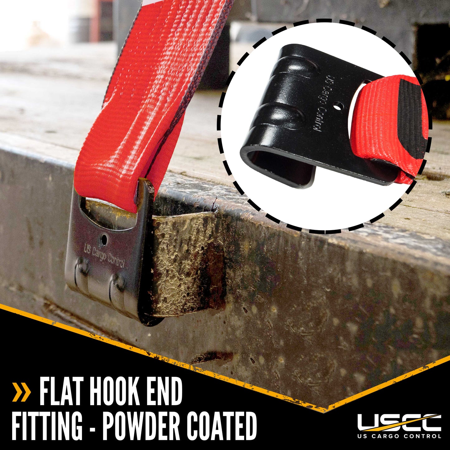 4" x 60' Ratchet Strap with Flat Hooks | Red