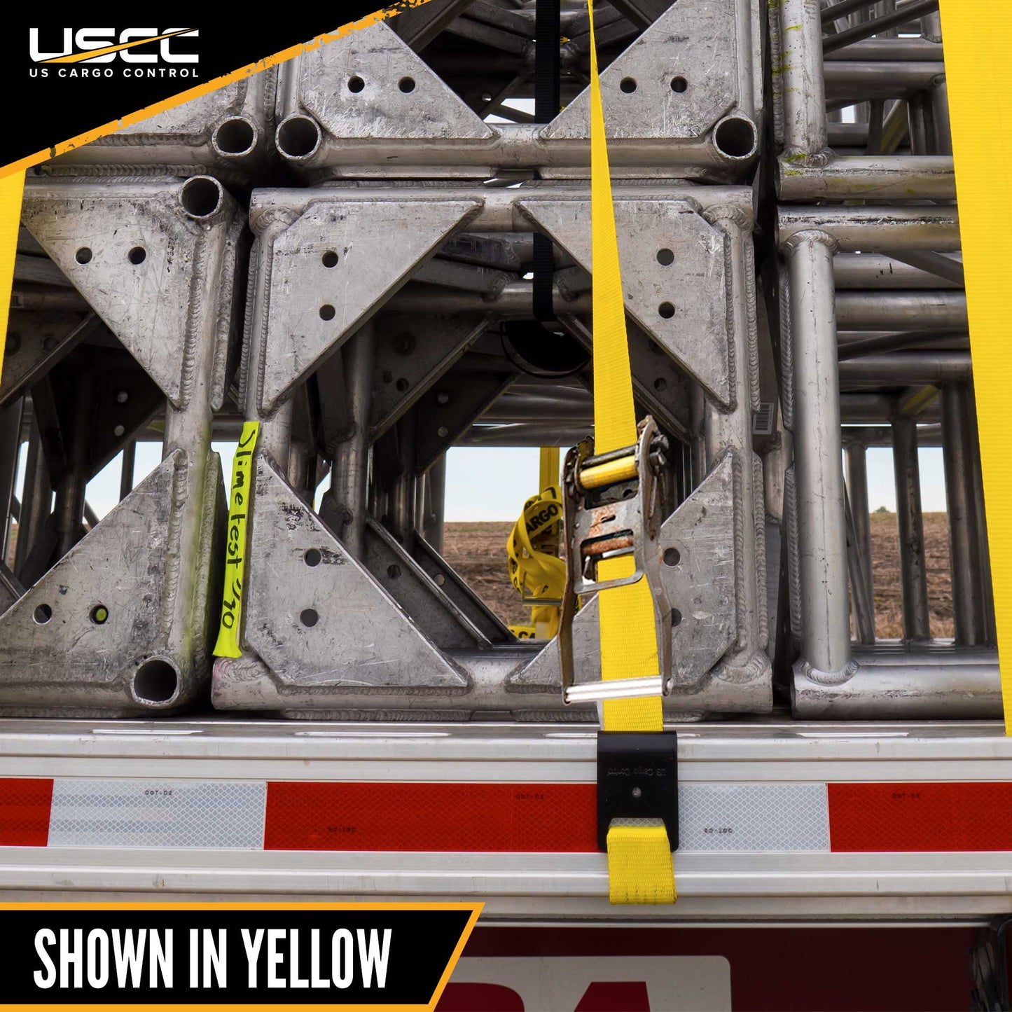 4" x 27' Ratchet Strap with Flat Hooks | Yellow | 2-Pack