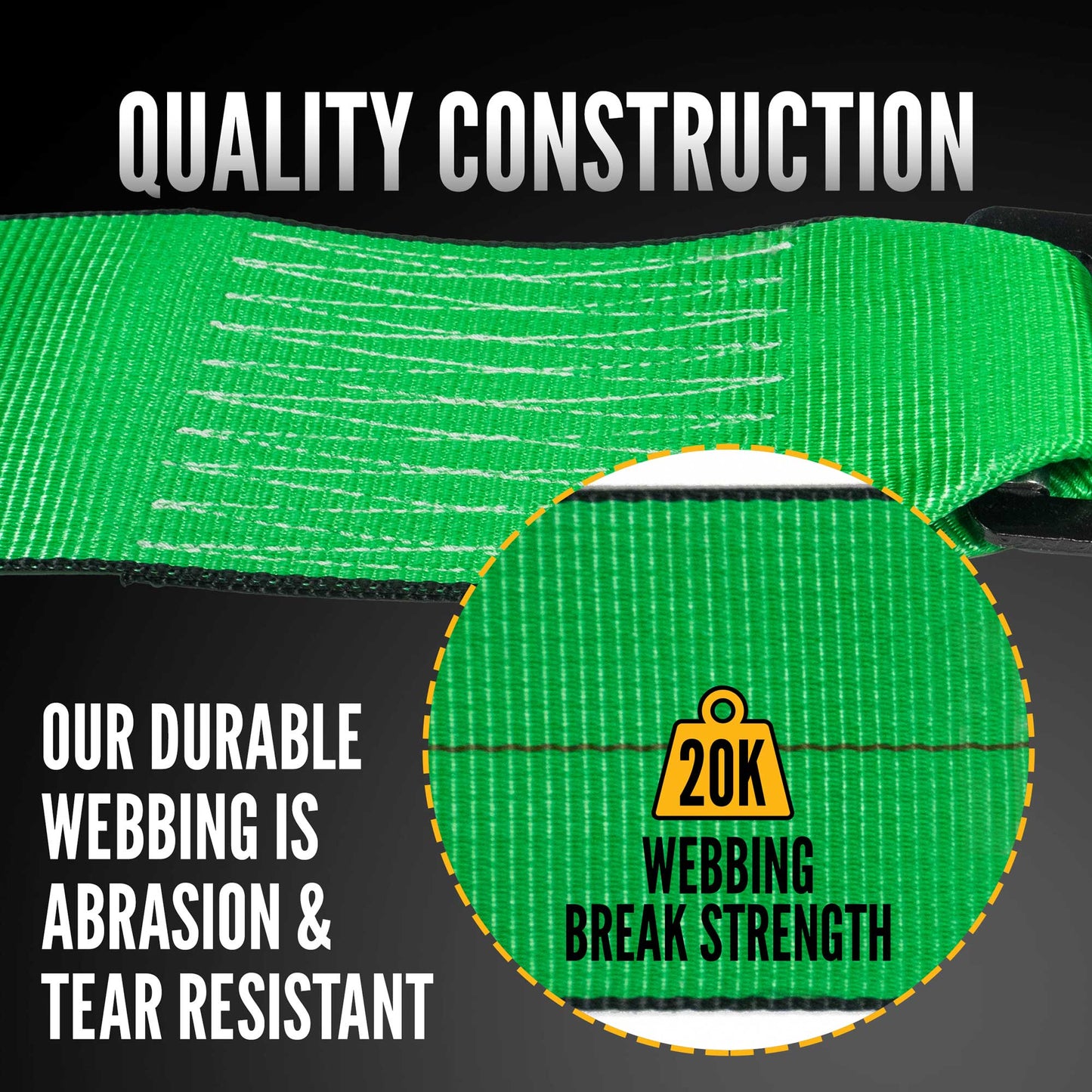 4" x 60' Ratchet Strap with Wire Hooks | Green