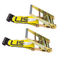 4" x 11" Replacement Ratchet Strap Fixed End - Ratchet / Flat Hook | Yellow | 2-Pack