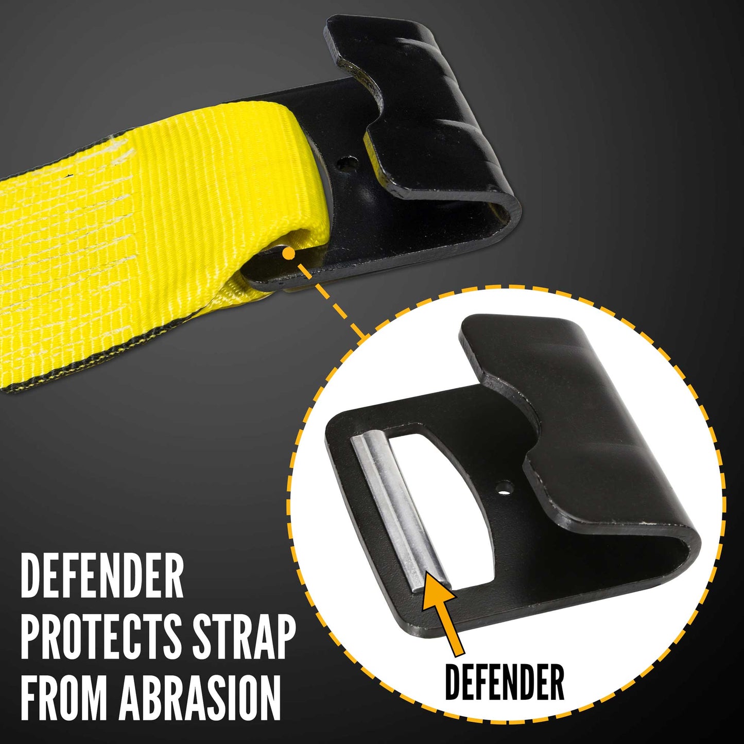 4" x 11" Replacement Ratchet Strap Fixed End - Ratchet / Flat Hook | Yellow | 180-Pack (Pallet)