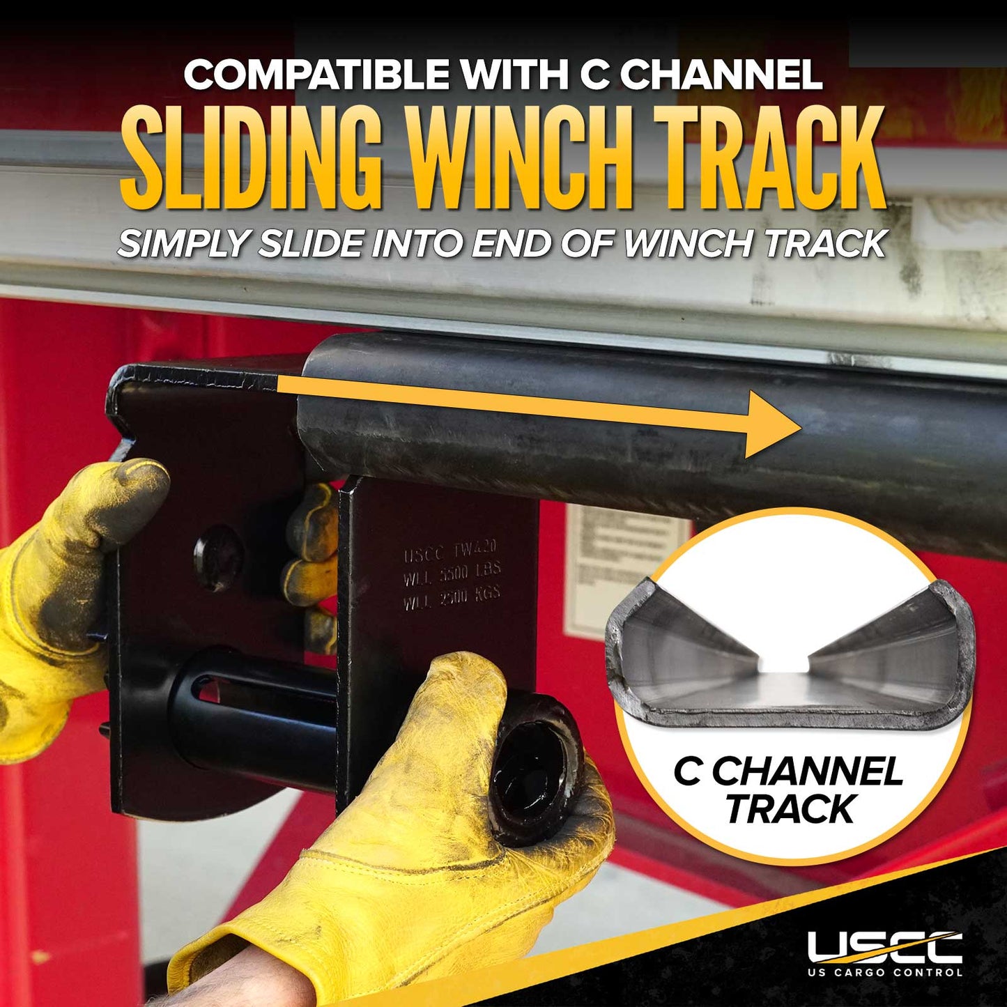 4" Standard Sliding C Track Flatbed Winch