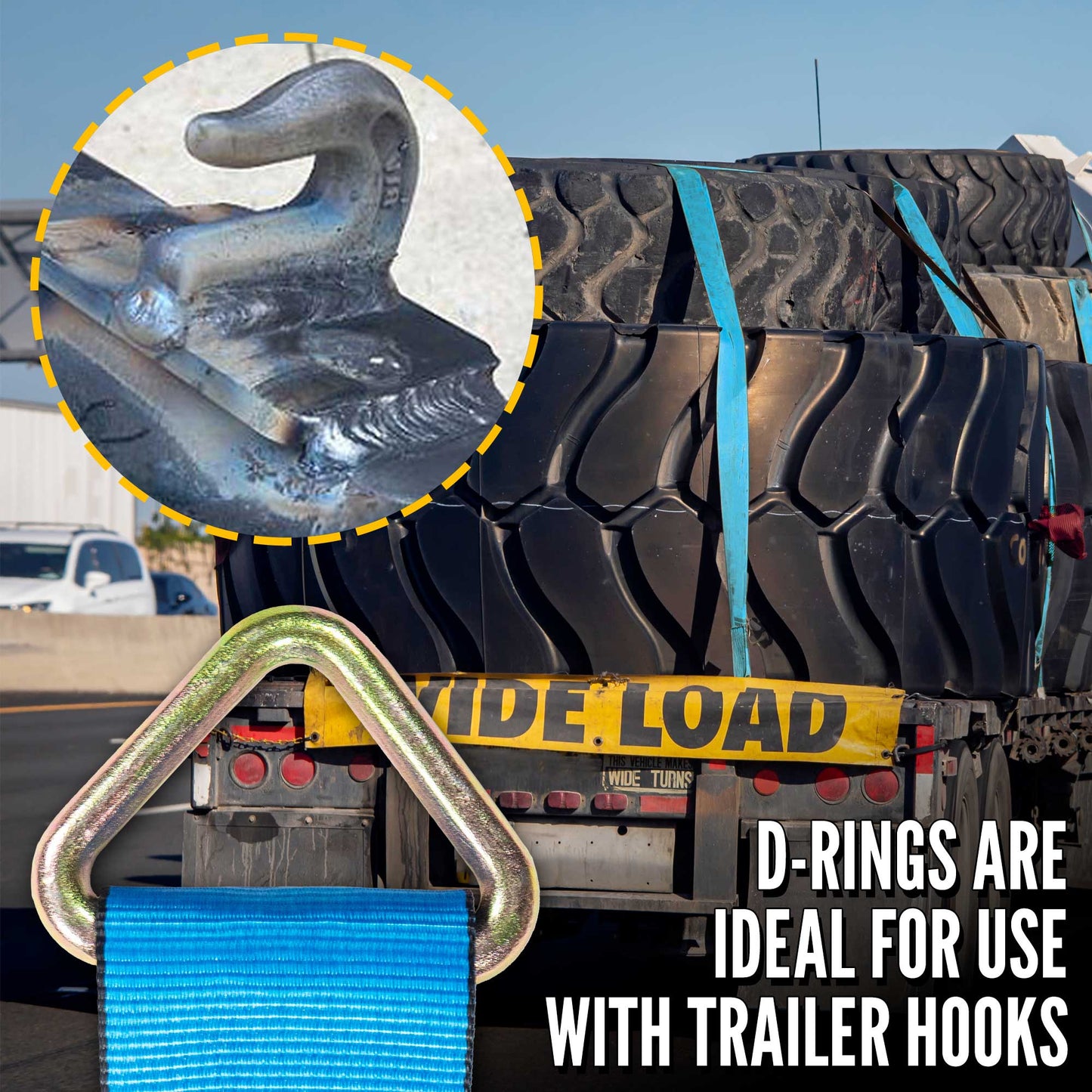 4" x 30' Winch Strap with D-Ring | Blue