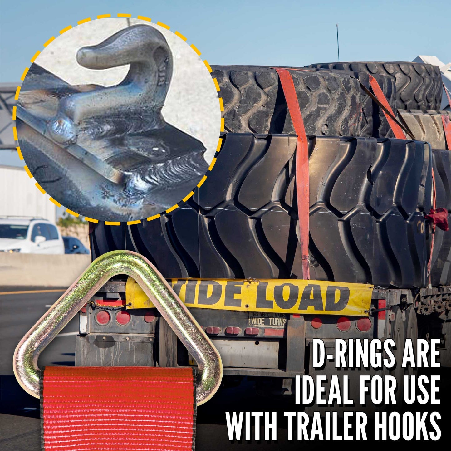 4" x 30' Winch Strap with D-Ring | Red