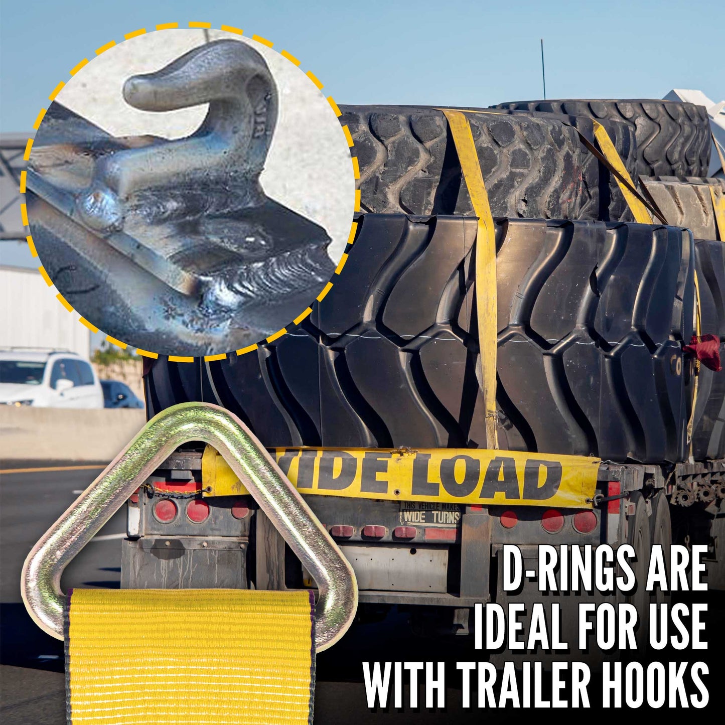 4" x 30' Winch Strap with D-Ring | Yellow