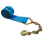 4" x 30' Winch Strap with 18" Chain Extension | Blue