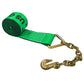 4" x 30' Winch Strap with 18" Chain Extension | Green