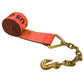 4" x 30' Winch Strap with 18" Chain Extension | Red