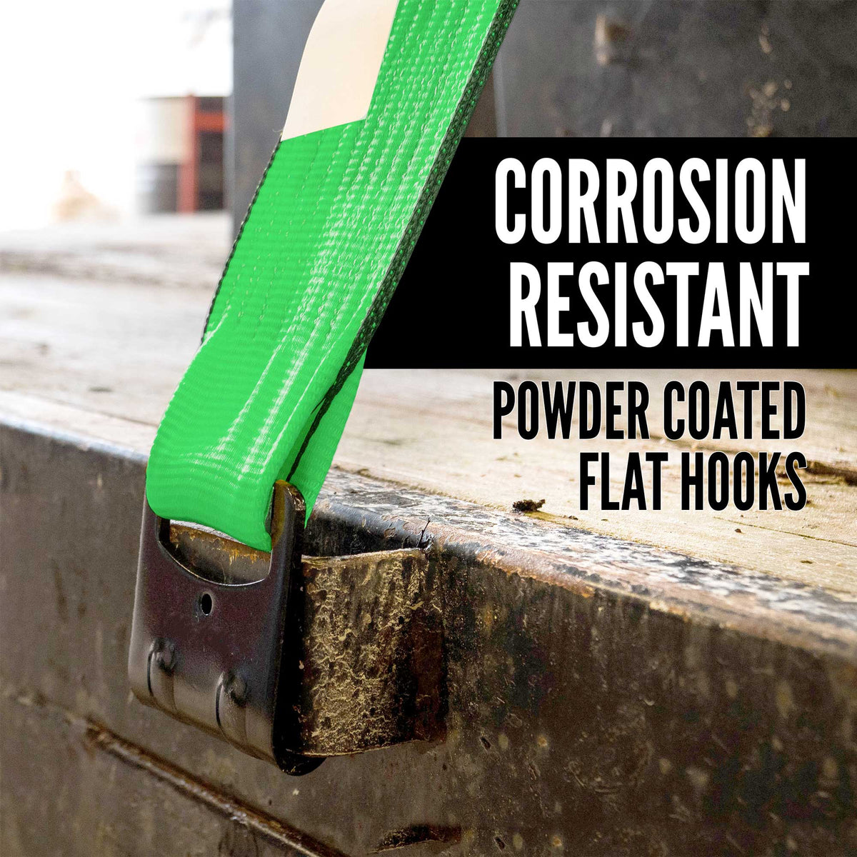4" x 30' Winch Straps with Flat Hook - Box of 10 | Green