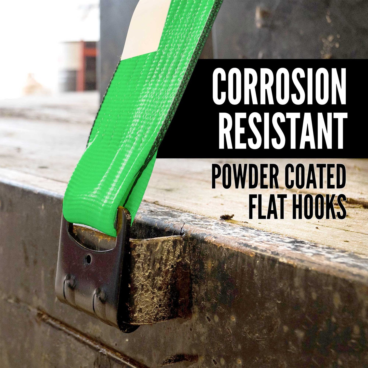 4" x 50' Winch Strap with Flat Hook | Green