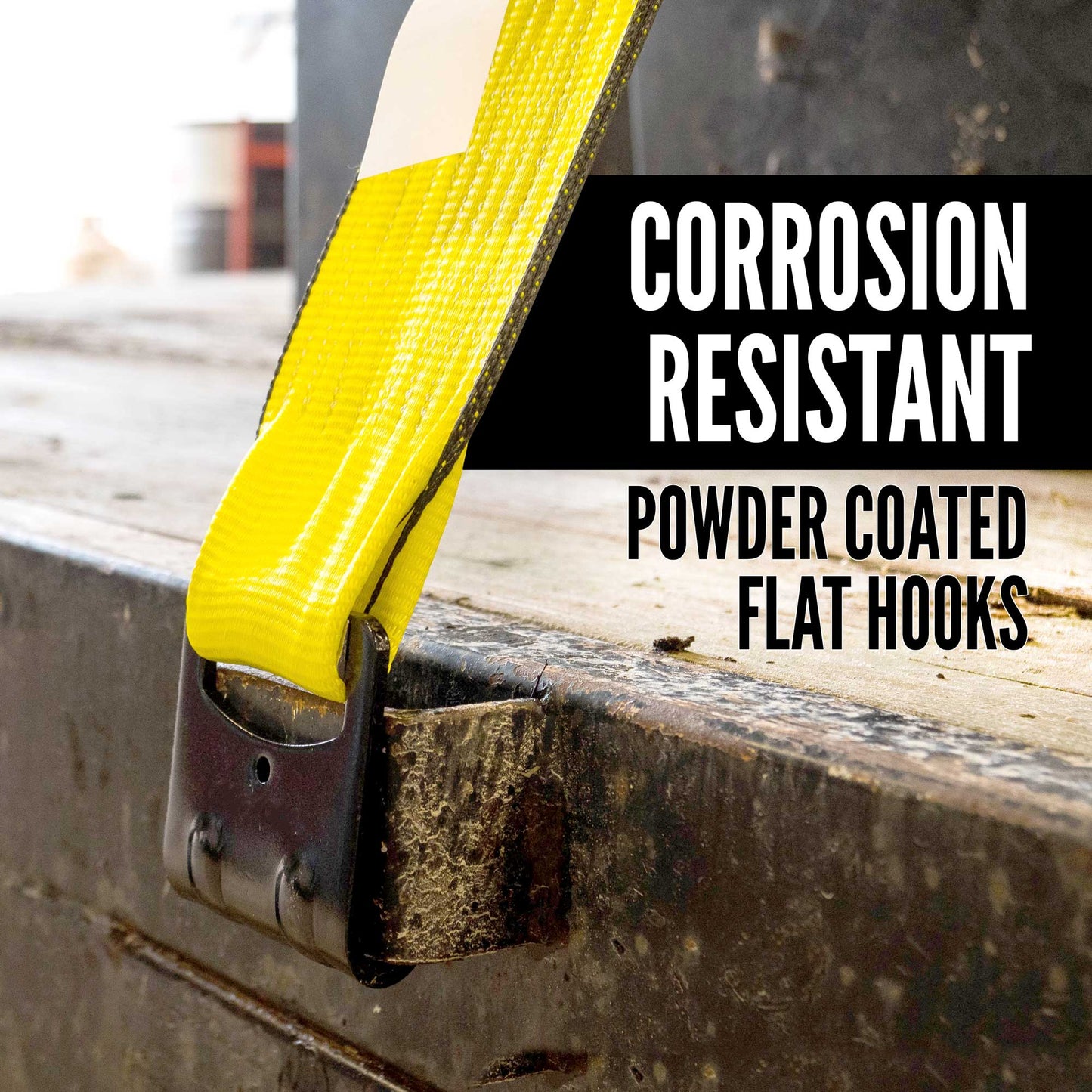4" x 34" Winch Strap with Flat Hook | Yellow