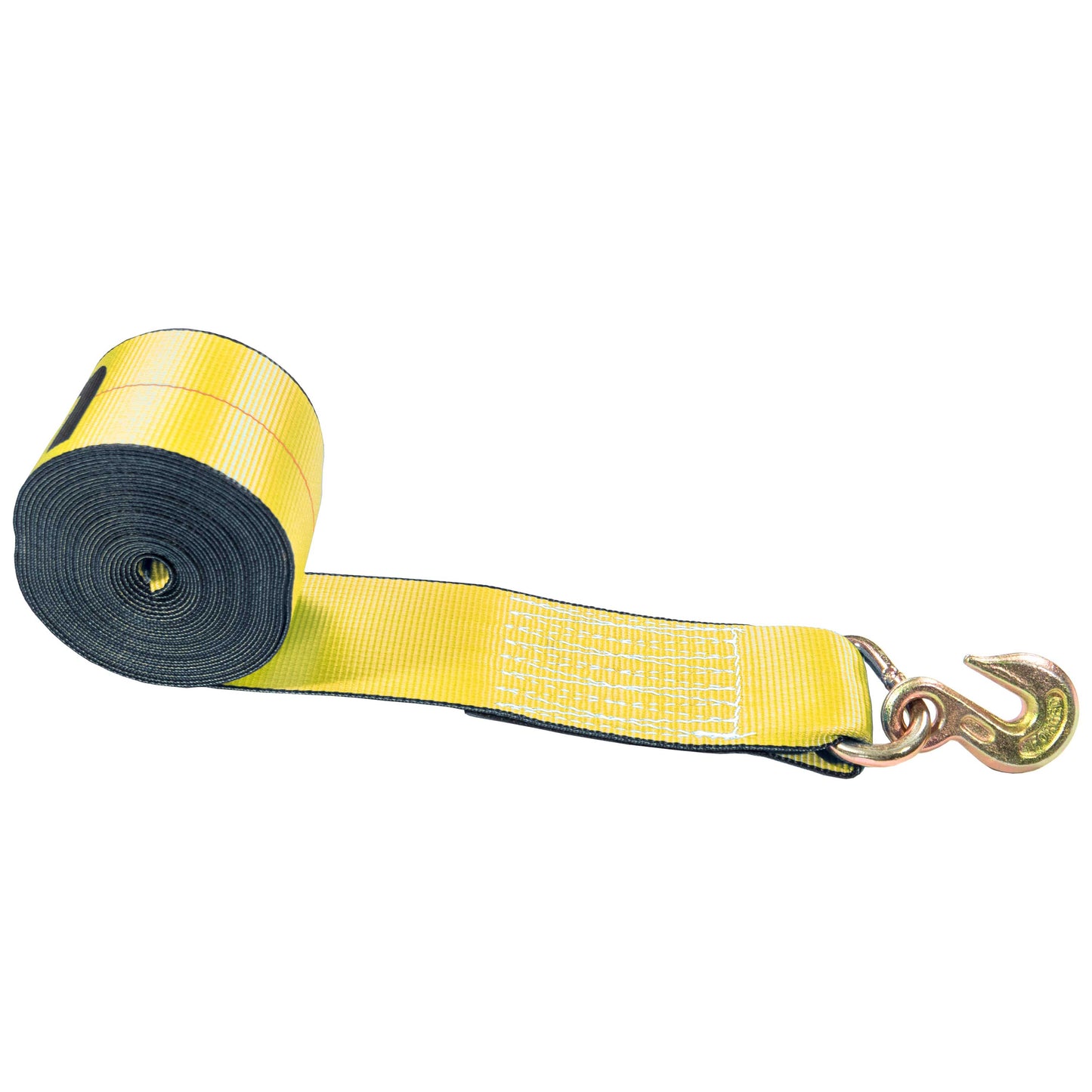 30' 4" heavy-duty yellow grab hook winch strap