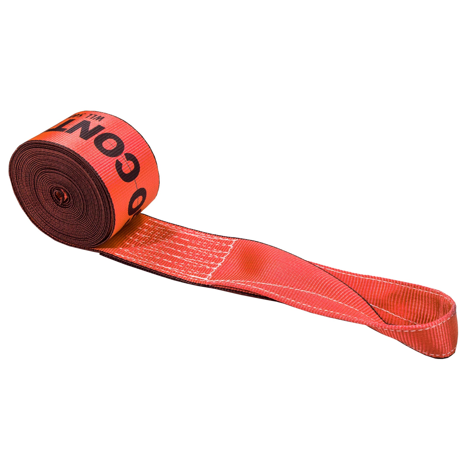 30' 4" heavy-duty red sewn loop winch strap